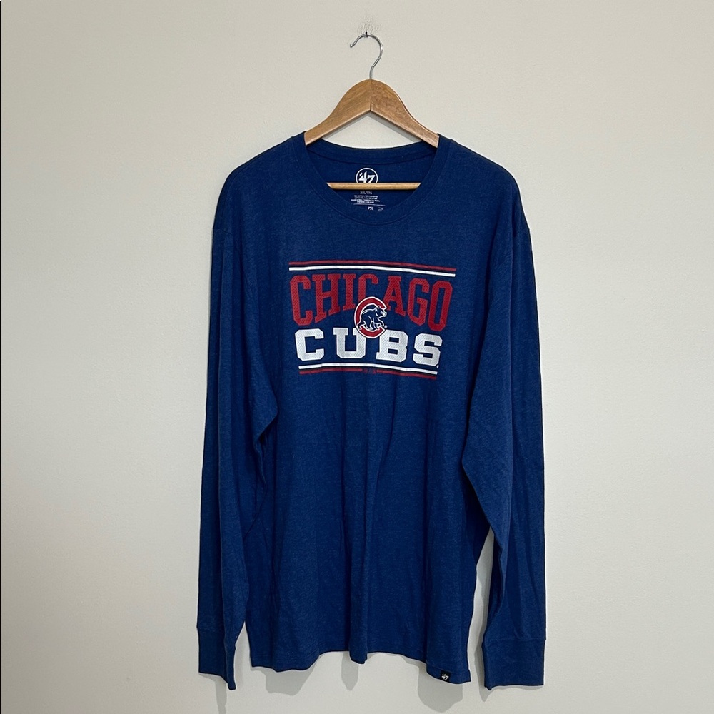 47 Chicago Cubs Blue Cotton Blend‎ Long Sleeve Tee Size XXL NWT
